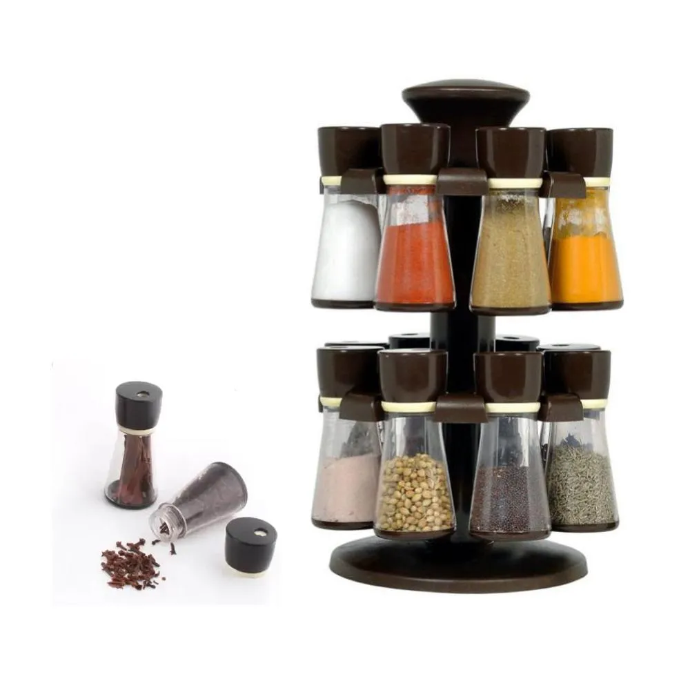 0103 Revolving Plastic Spice Rack Masala Organiser (16 Pcs)