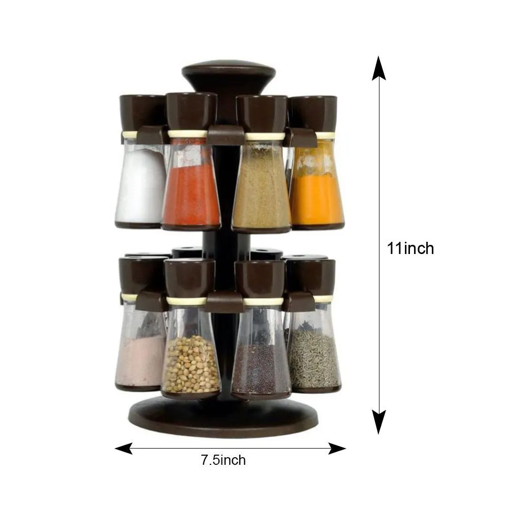 0103 Revolving Plastic Spice Rack Masala Organiser (16 Pcs)