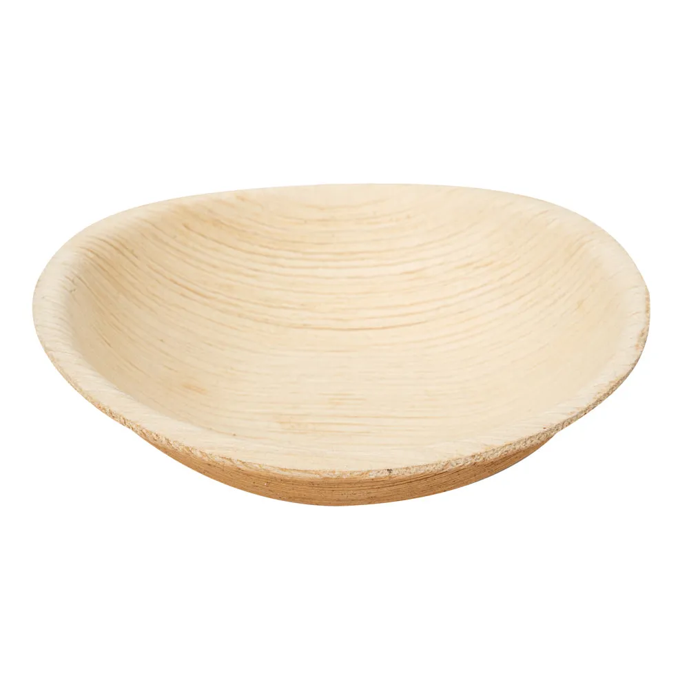 100 Indo 4 oz Round Natural Palm Leaf Bowls and 100 Natural Bamboo 3.5" Mini Forks