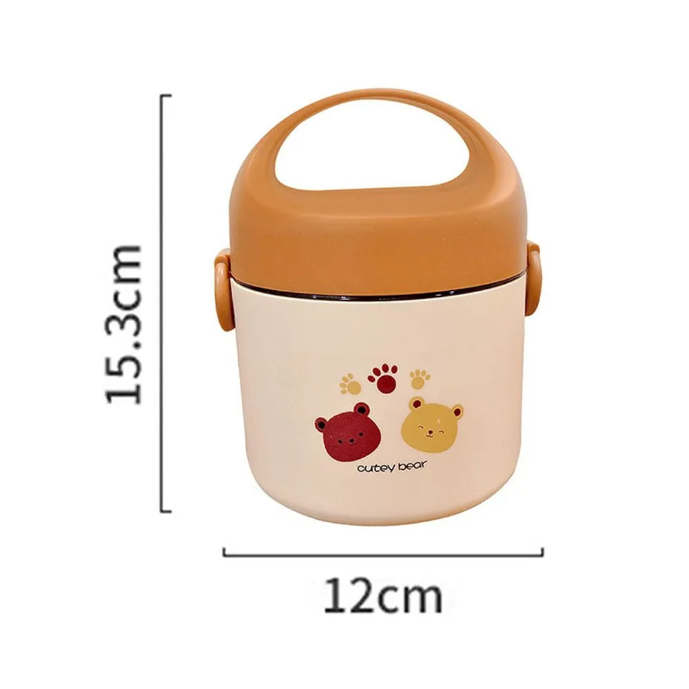 2 ted Single  Layered Stainless Steel Lunch Box with matching Insulated Cover for Kids and Adults