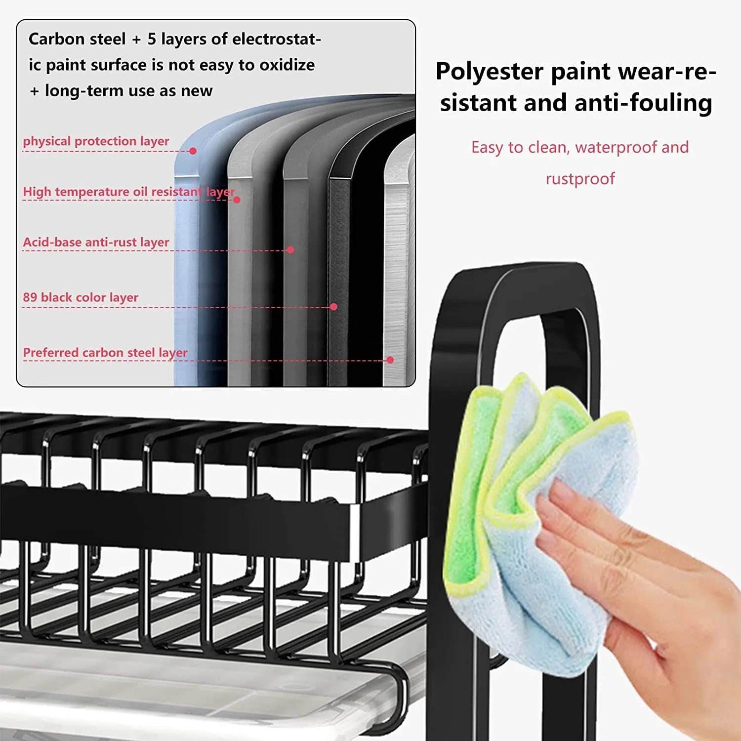 3 Tier Stainless Steel Dish Drying Rack with Drain Trays