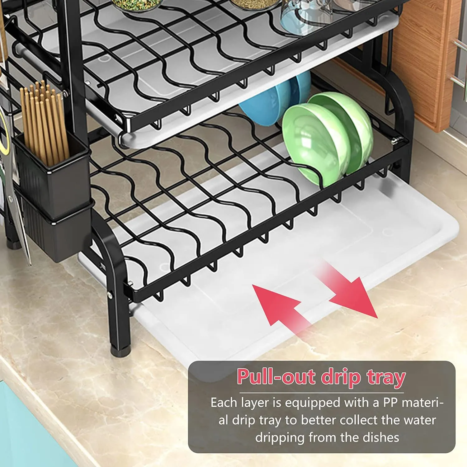 3 Tier Stainless Steel Dish Drying Rack with Drain Trays