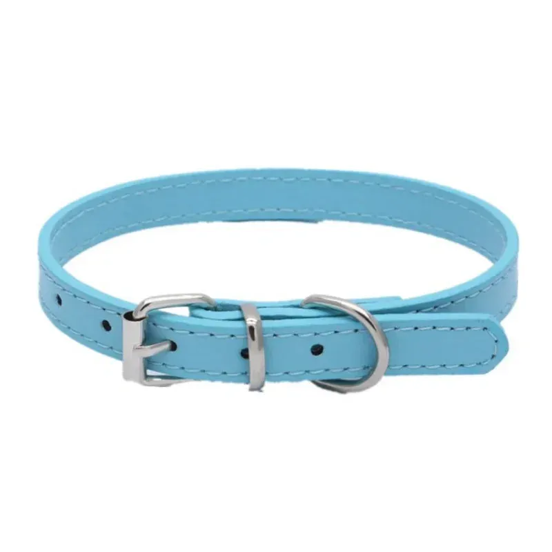 Adjustable Leather Dog and Cat Collar with Alloy Buckle