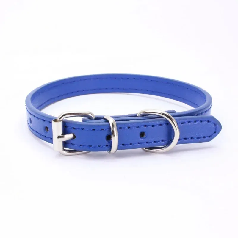 Adjustable Leather Dog and Cat Collar with Alloy Buckle