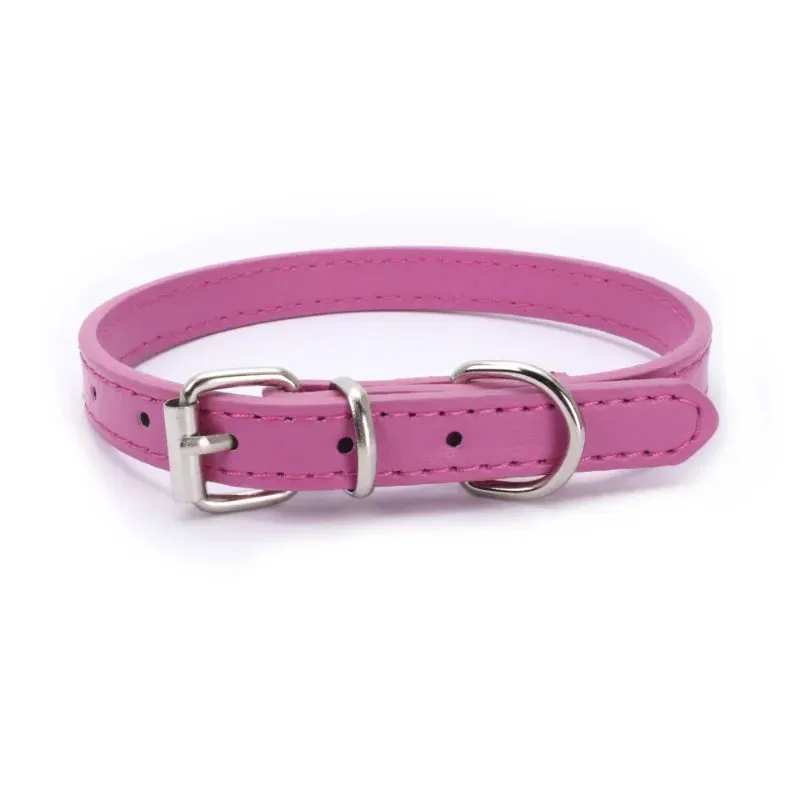 Adjustable Leather Dog and Cat Collar with Alloy Buckle