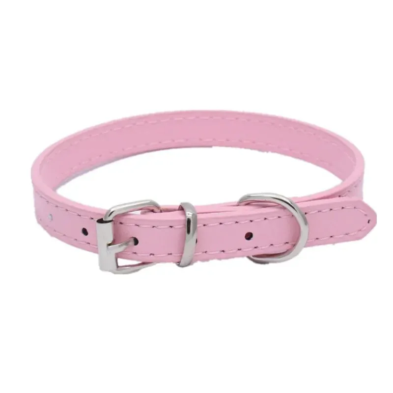 Adjustable Leather Dog and Cat Collar with Alloy Buckle