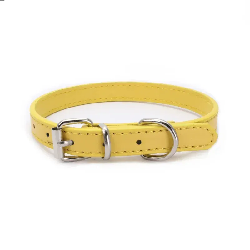 Adjustable Leather Dog and Cat Collar with Alloy Buckle