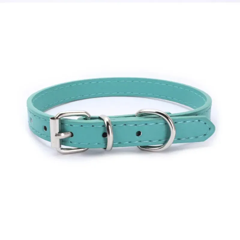 Adjustable Leather Dog and Cat Collar with Alloy Buckle