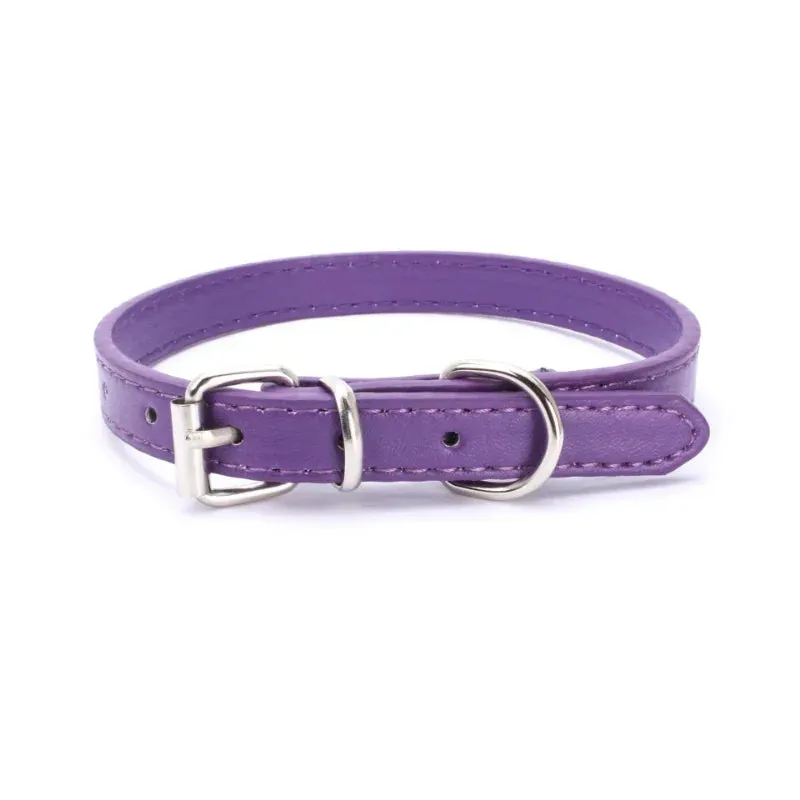 Adjustable Leather Dog and Cat Collar with Alloy Buckle