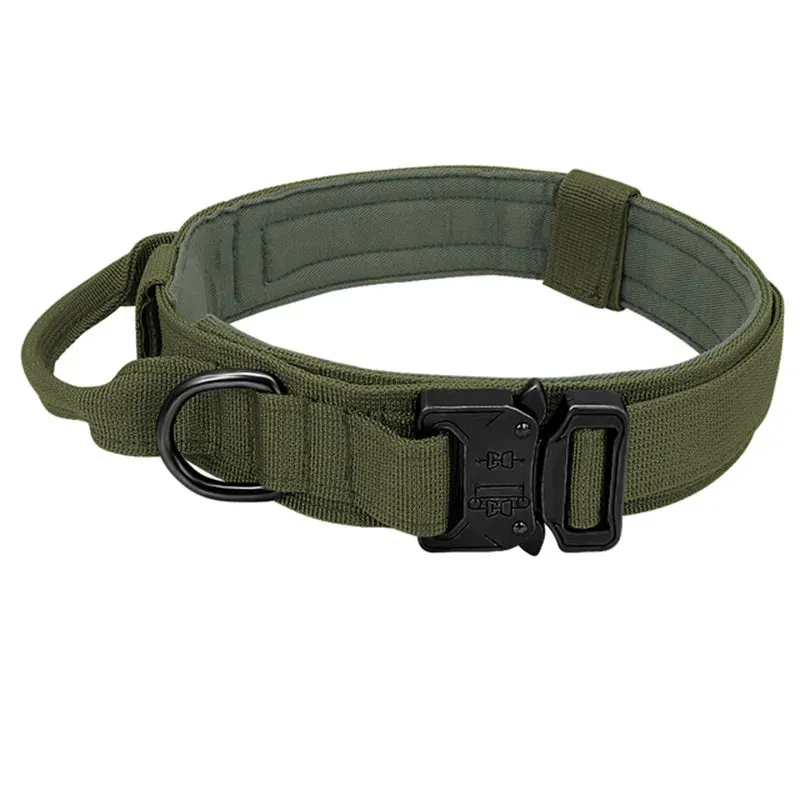 Adjustable Tactical Dog Collar with Matching Leash Set - Durable Nylon for Training and Walking