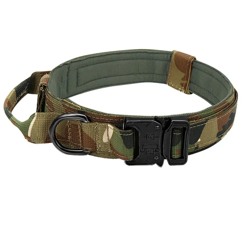 Adjustable Tactical Dog Collar with Matching Leash Set - Durable Nylon for Training and Walking