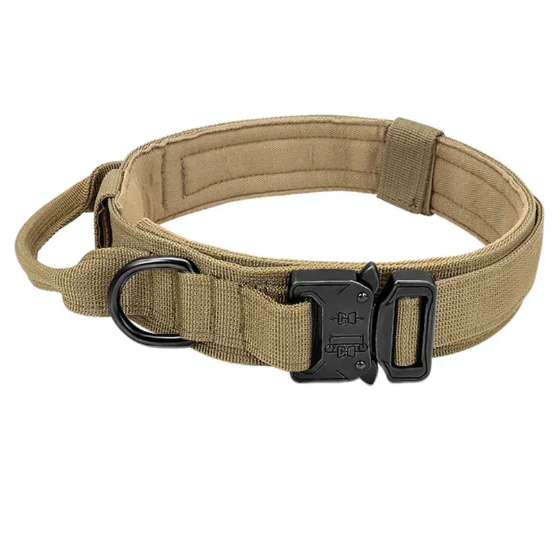 Adjustable Tactical Dog Collar with Matching Leash Set - Durable Nylon for Training and Walking