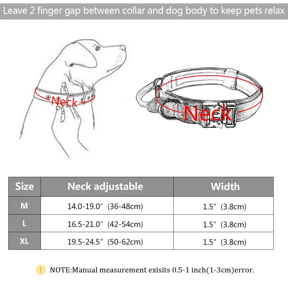 Adjustable Tactical Dog Collar with Matching Leash Set - Durable Nylon for Training and Walking