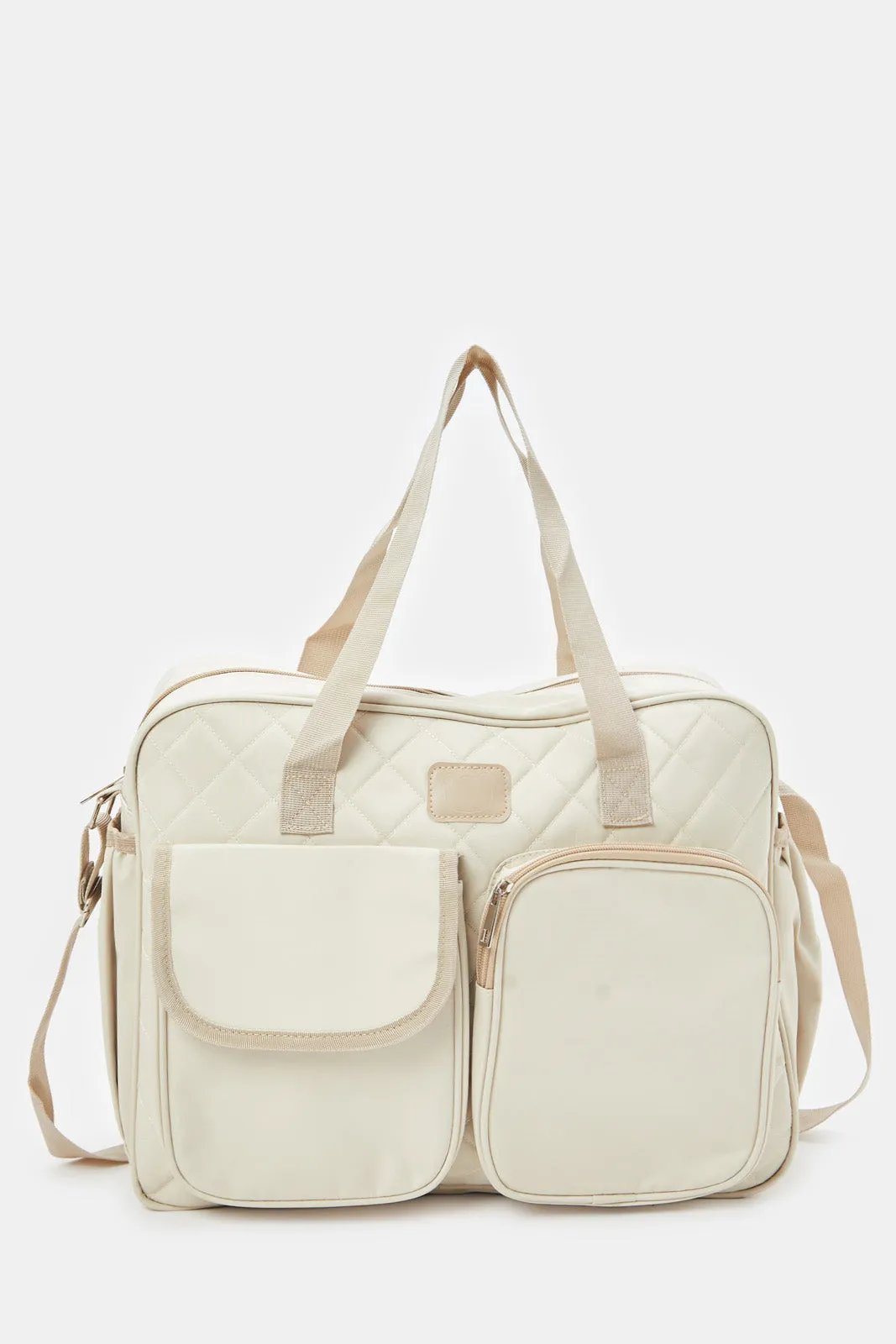 Beige Embellished Diaper Bag