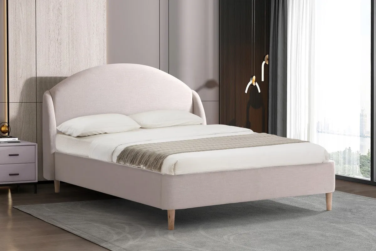 Beige Premium Fabric Platform Bed- Queen or King- Model #23101