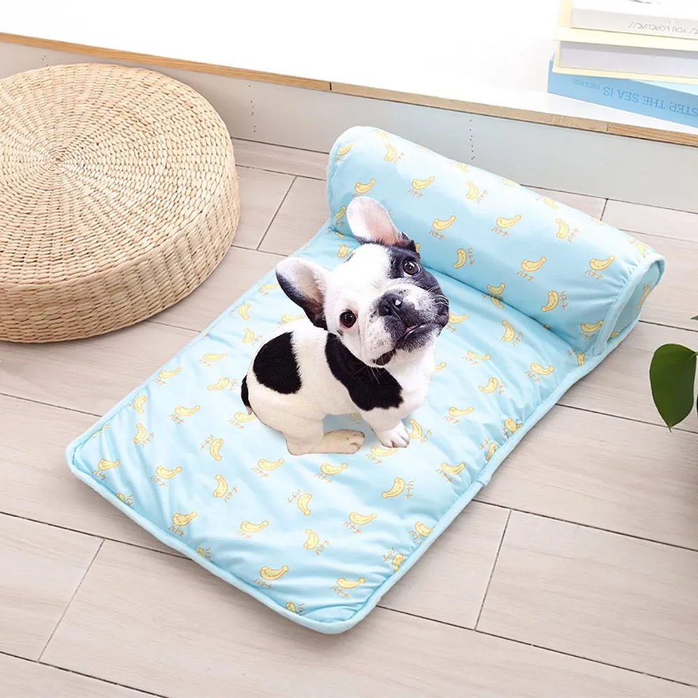 Best Calm and Relaxed Dog Cooling Bed Blanket Breathable Ice Pad With Pillow