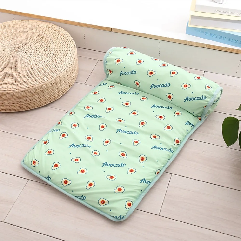 Best Calm and Relaxed Dog Cooling Bed Blanket Breathable Ice Pad With Pillow