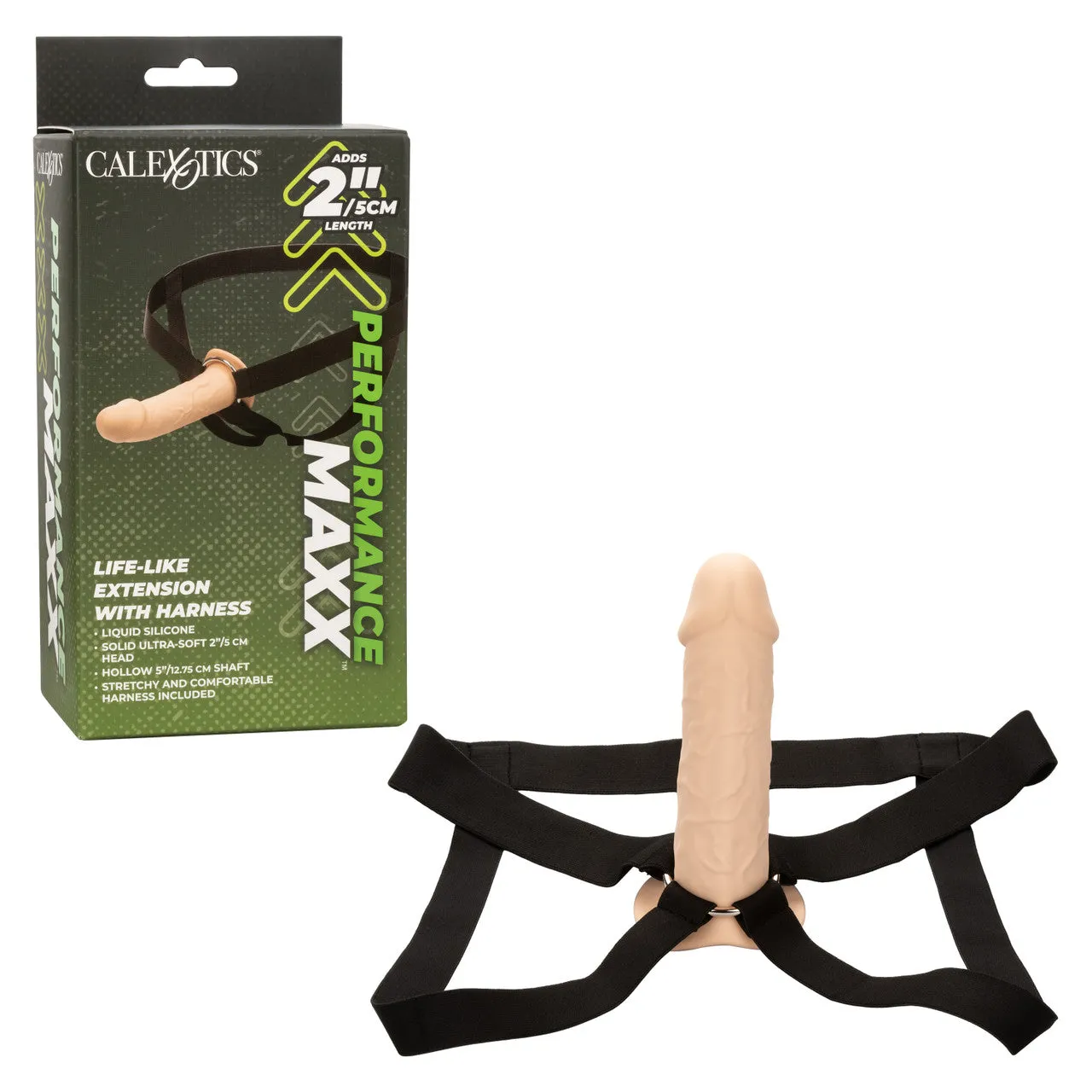 Calexotics PERFORMANCE MAXX LIFE-LIKE HOLLOW LIQUID SILICONE PENIS EXTENSION WITH STRAP-ON-HARNESS Flesh