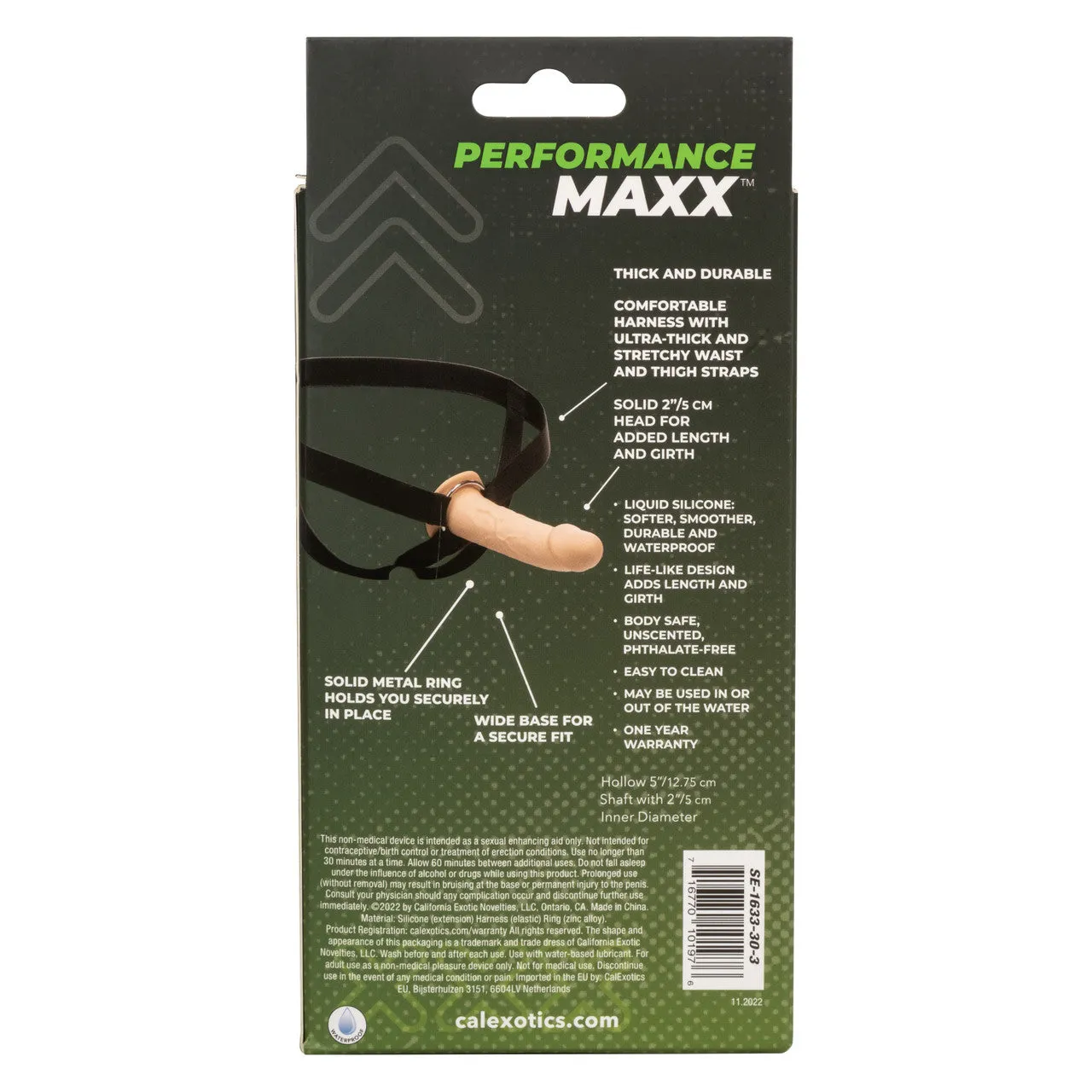 Calexotics PERFORMANCE MAXX LIFE-LIKE HOLLOW LIQUID SILICONE PENIS EXTENSION WITH STRAP-ON-HARNESS Flesh