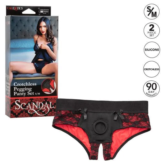 Calexotics Scandal® Crotchless Pegging Panty Set - S/M