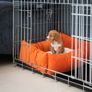 Cosy & Calming Puppy Crate Bed With Removable Covers In Pumpkin Velvet By Lords & Labradors