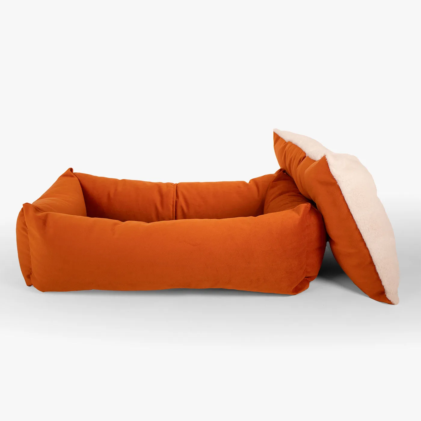 Cosy & Calming Puppy Crate Bed With Removable Covers In Pumpkin Velvet By Lords & Labradors