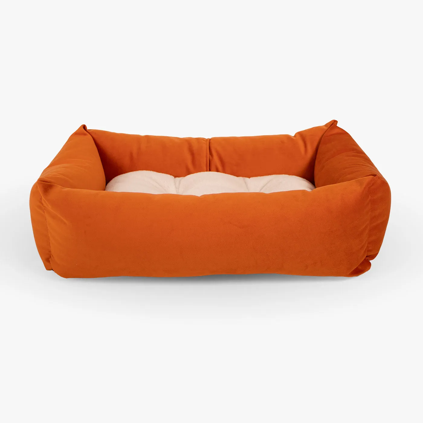 Cosy & Calming Puppy Crate Bed With Removable Covers In Pumpkin Velvet By Lords & Labradors