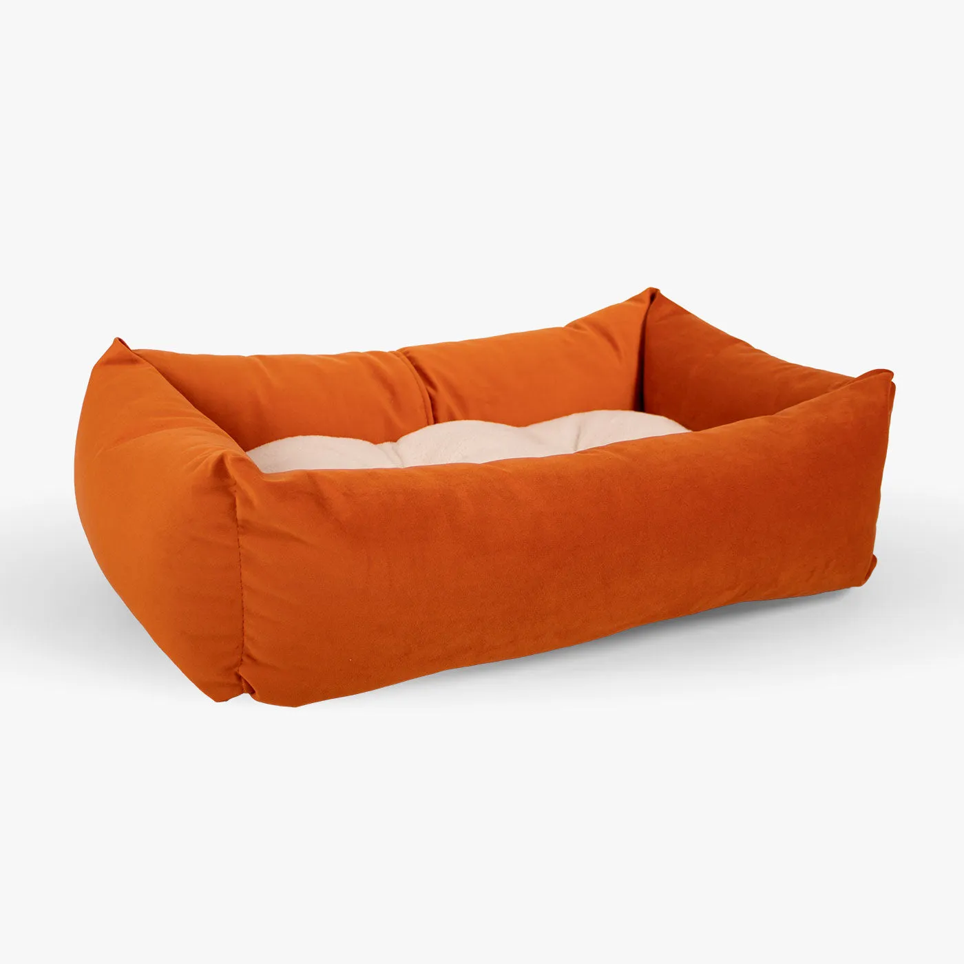 Cosy & Calming Puppy Crate Bed With Removable Covers In Pumpkin Velvet By Lords & Labradors