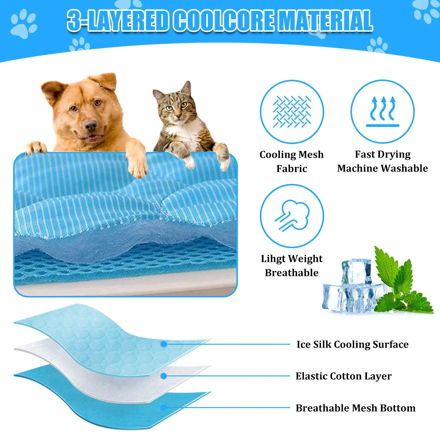 Dog Cooling Pad | Puppy Blanket For Summer Sleeping