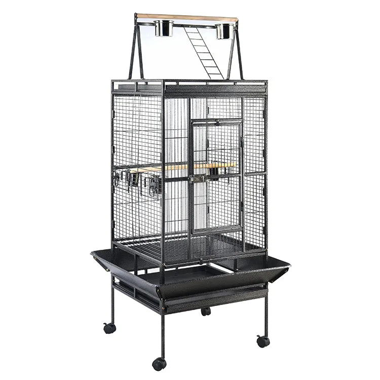 Durable Wrought Iron Bird Cage with Trays & Wheels