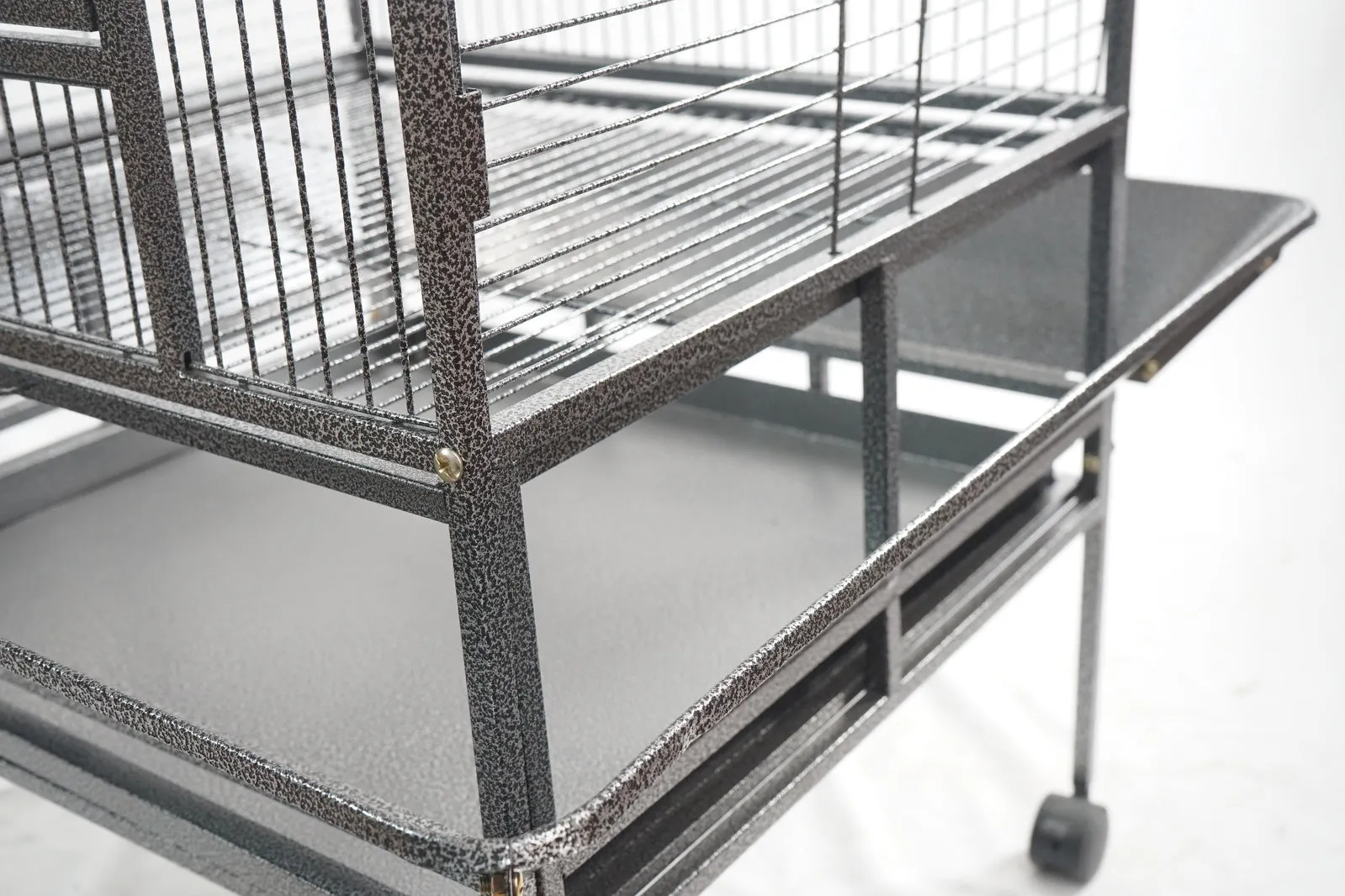 Durable Wrought Iron Bird Cage with Trays & Wheels