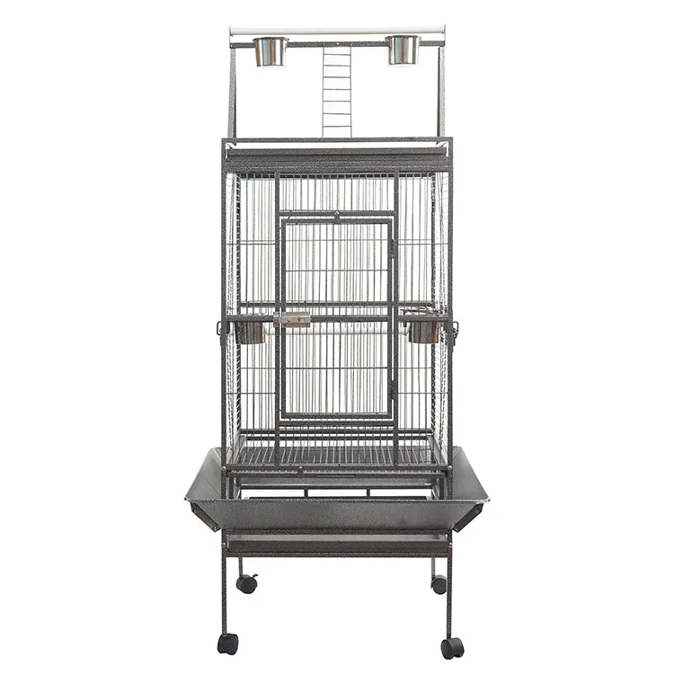 Durable Wrought Iron Bird Cage with Trays & Wheels