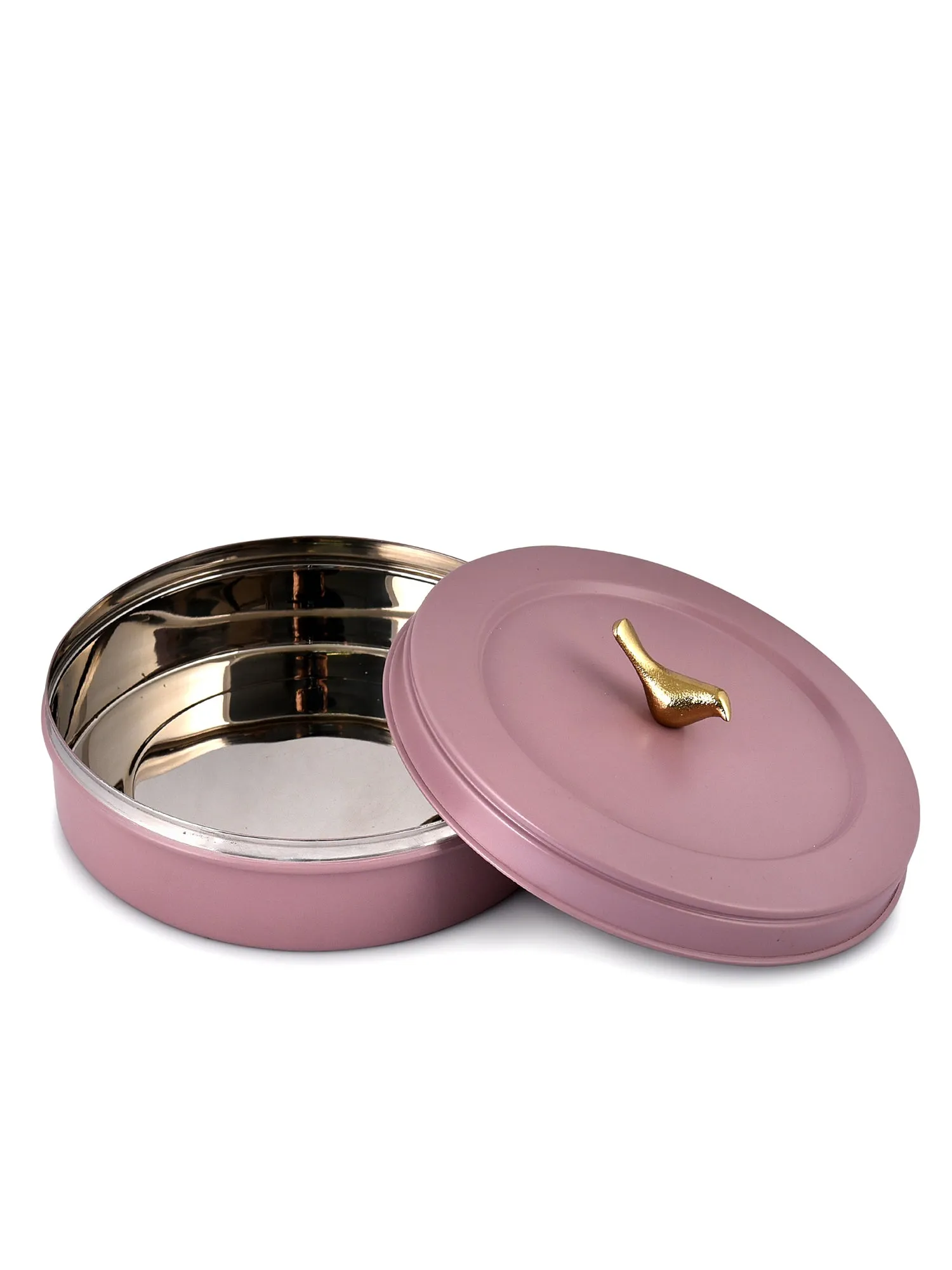 Elan Air-Tight Stainless Steel Colorful Food Storage Box, Roti Box (Casserole, Mauve, 1500 ml)