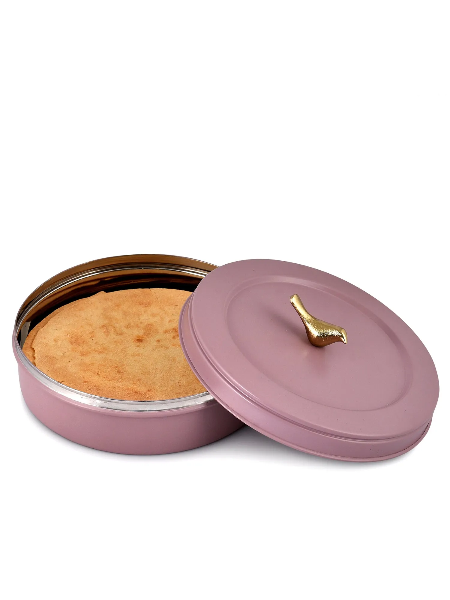 Elan Air-Tight Stainless Steel Colorful Food Storage Box, Roti Box (Casserole, Mauve, 1500 ml)