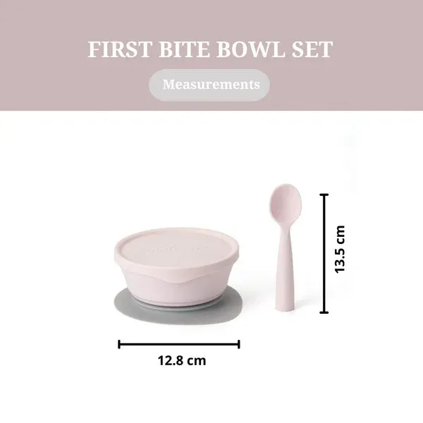 First Bite Suction Bowl With Spoon Feeding Set Vanilla/Cotton Candy