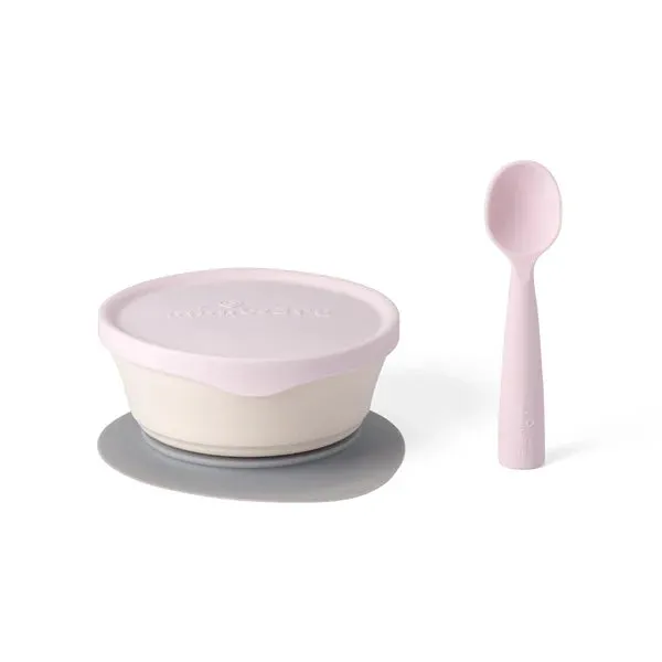 First Bite Suction Bowl With Spoon Feeding Set Vanilla/Cotton Candy