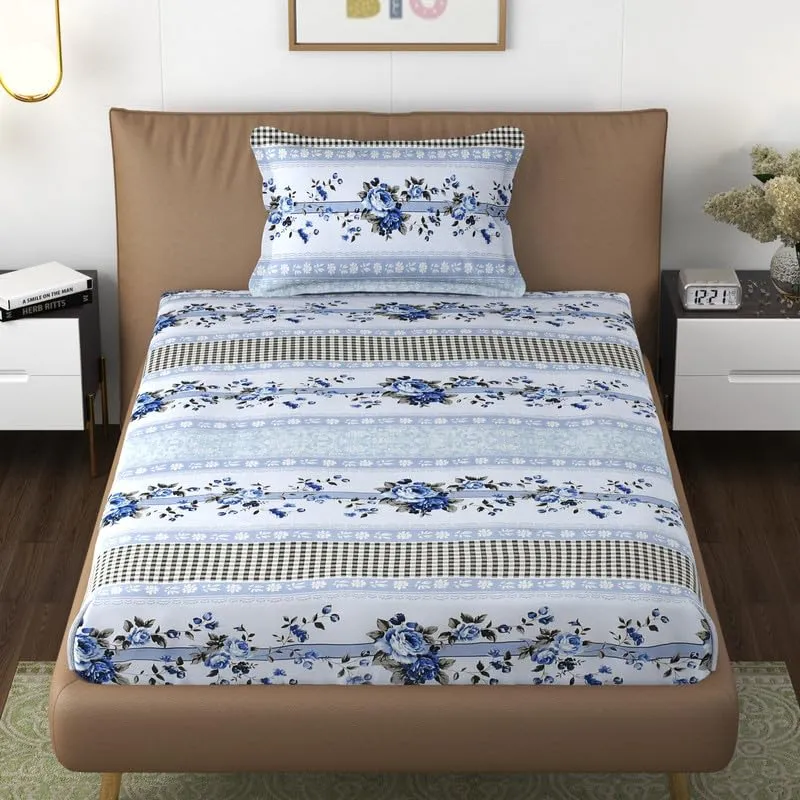 Florida Bedsheet for Single Size Bed with Pillow Cover and Made of Microfiber with Floral Print