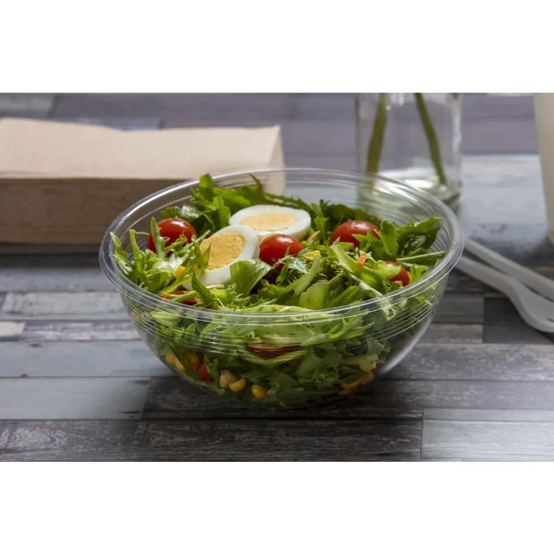 FS181 Vegware 185-Series Compostable Bon Appetit Wide PLA Salad Bowls 32oz (Pack of 300)