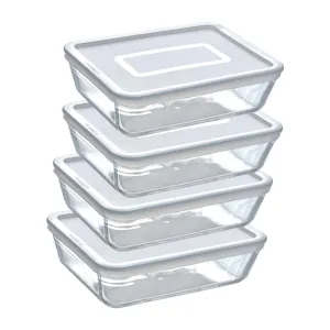 FS360 Pyrex Batch Cooking Cook & Freeze Food Storage Glass Containers Set Of 4 1.5 Ltr