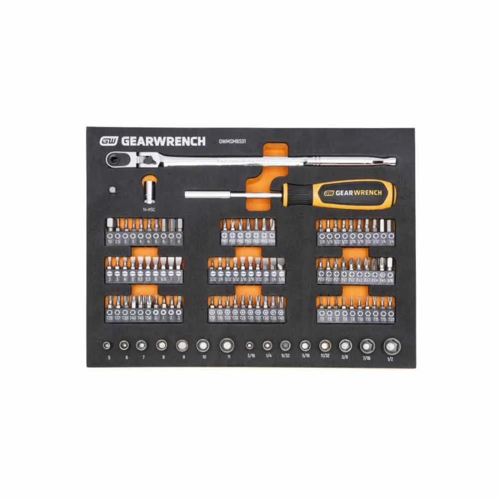 Gearwrench GWMSMBS01 105 Pc. 1/4” Drive Slim Head Mechanics Tool Set in Foam Storage Tray