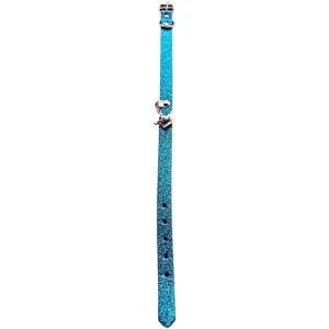 Glitter Dog Collar With Crown Blue - Adjustable Sparkly Durable Pet Accessory