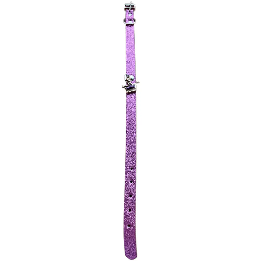 Glitter Dog Collar With Crown Purple - Adjustable Sparkly Durable Pet Accessory