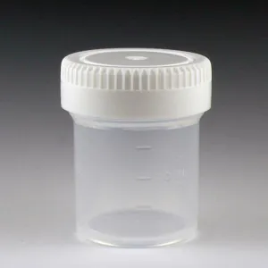 Globe Scientific Tite-Rite Polypropylene Container w/Molded Graduations and Separate White Screwcap