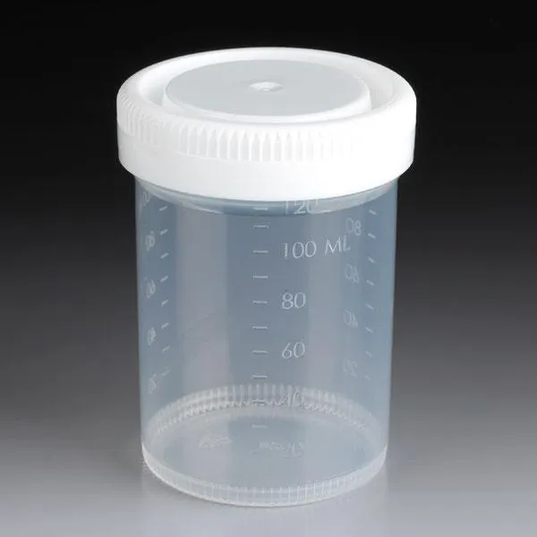 Globe Scientific Tite-Rite Polypropylene Container w/Molded Graduations and Separate White Screwcap