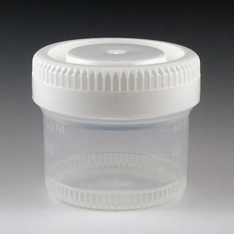 Globe Scientific Tite-Rite Polypropylene Container w/Molded Graduations and Separate White Screwcap