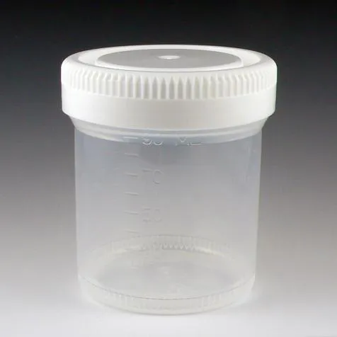 Globe Scientific Tite-Rite Polypropylene Container w/Molded Graduations and Separate White Screwcap