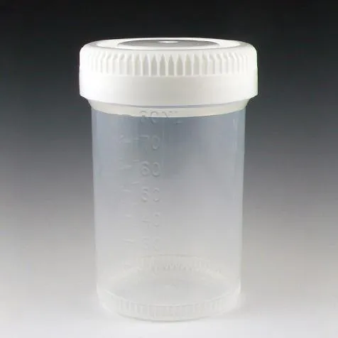 Globe Scientific Tite-Rite Polypropylene Container w/Molded Graduations and Separate White Screwcap