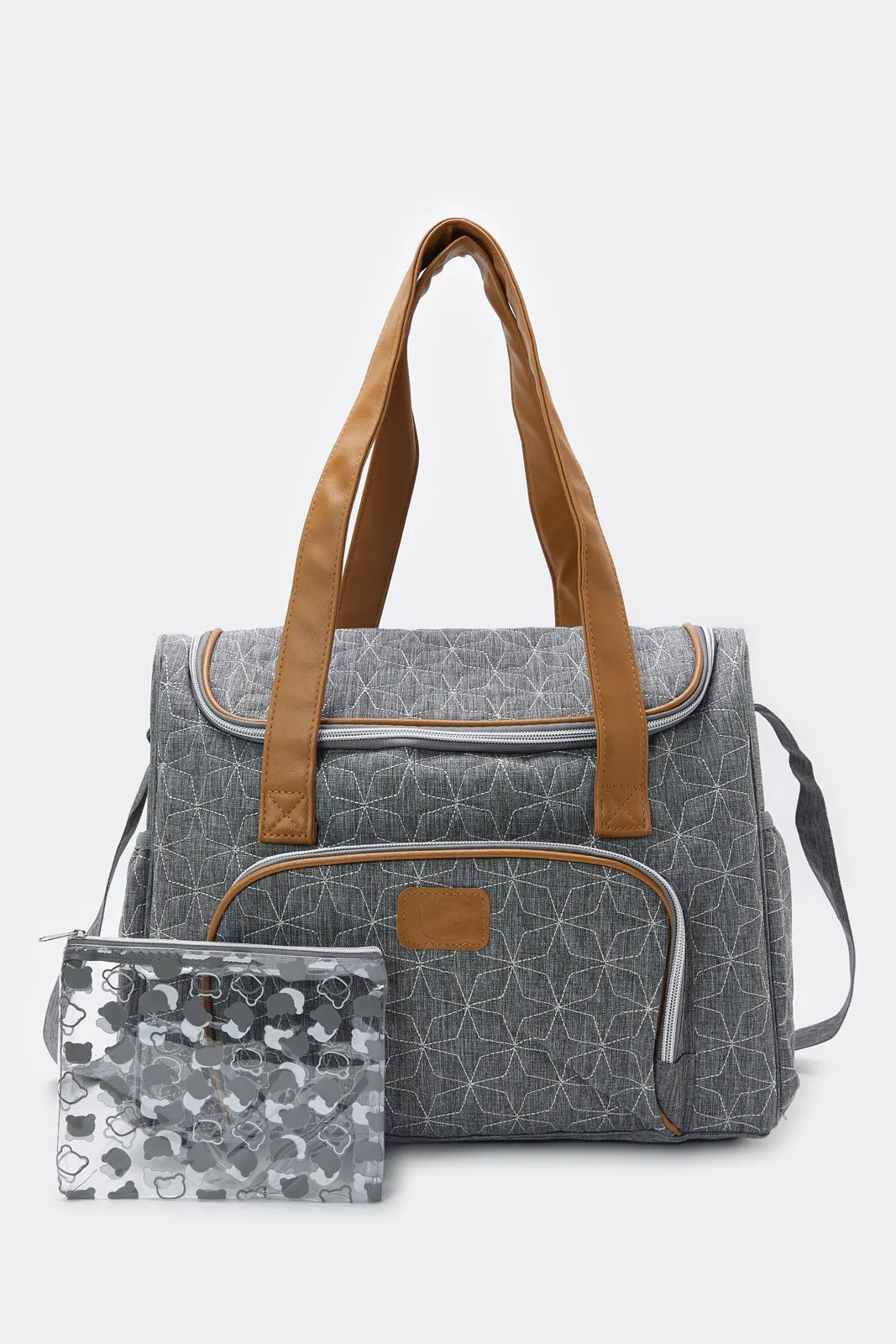 Grey Embellished Diaper Bag