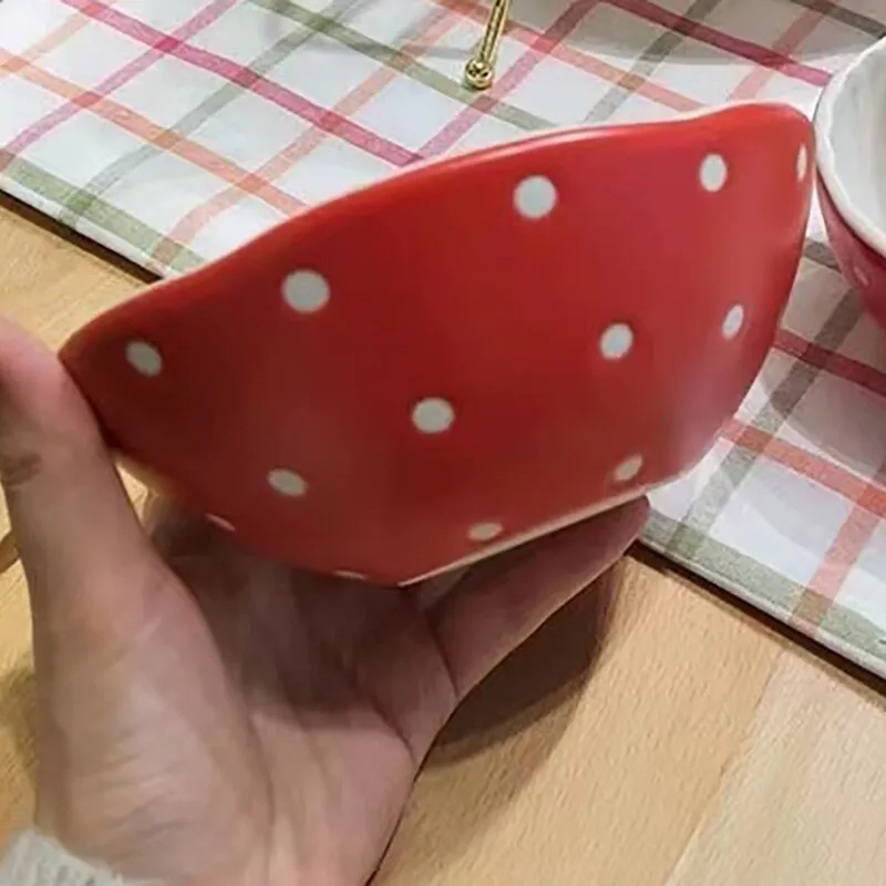 Hand-Painted Red Mushroom Ceramic Tableware Set