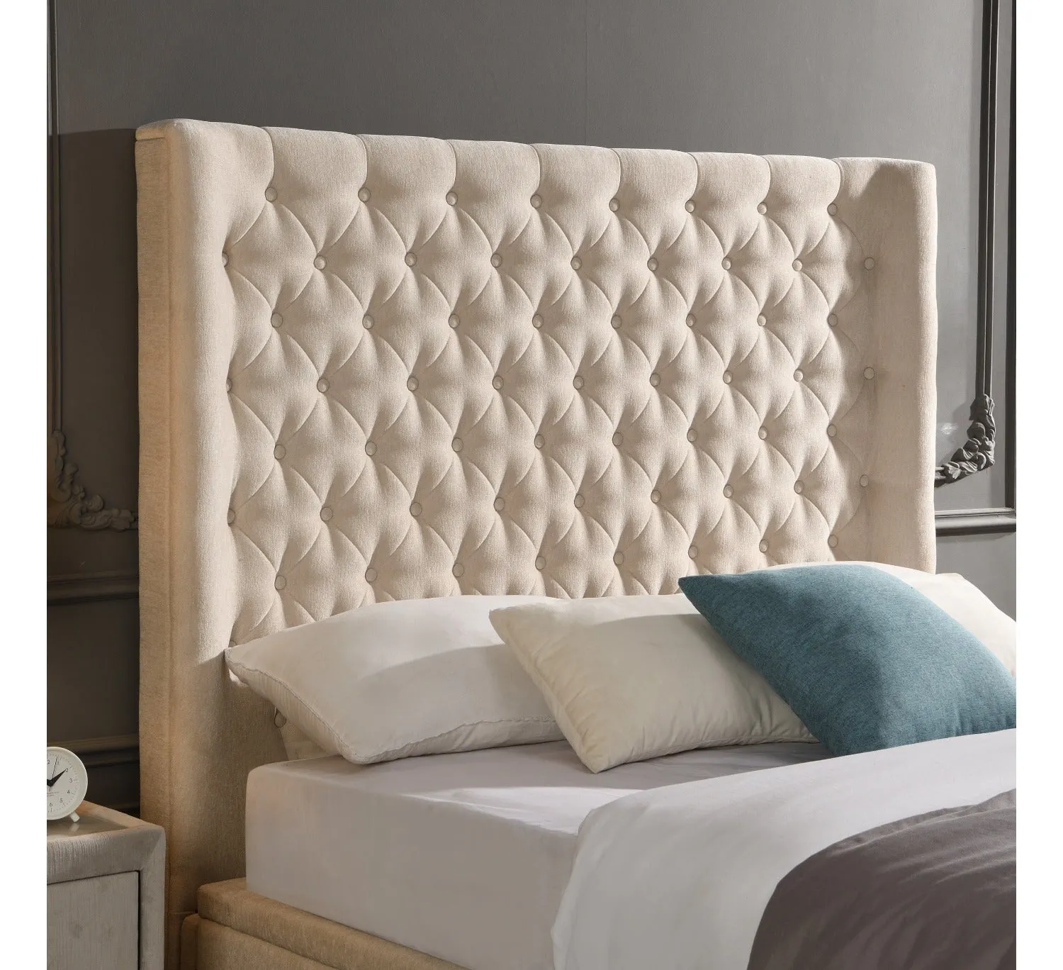 Hanna Ottoman Double Bed Beige